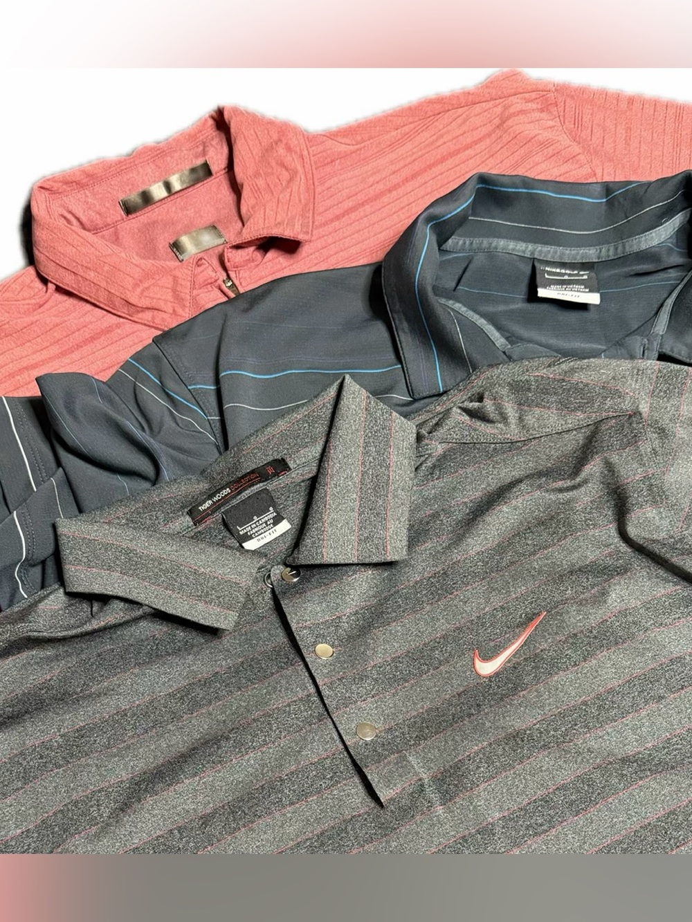 Set of Three Vintage Nike Golf Shirts Tiger Woods Greenbrier Dri-Fit EUC